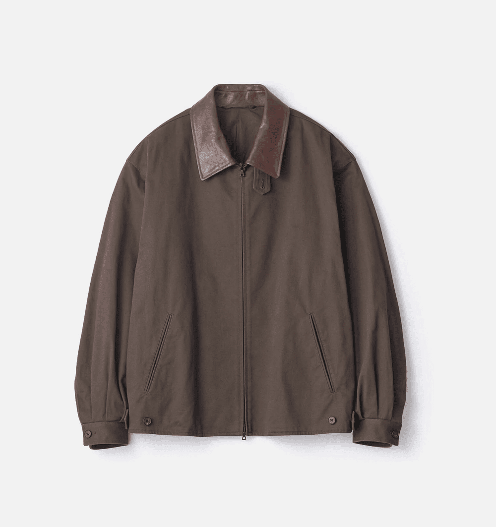 SSSTEIN - SULFER DYED BRUSHED CHINO ZIP JACKET (BROWN) — EQUIPMENT